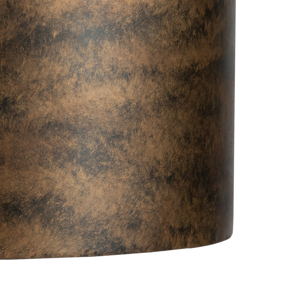 Benjara 16 Inch 3 Light Chandelier, Round, Iron Frame, Rustic Brushed Bronze Finish