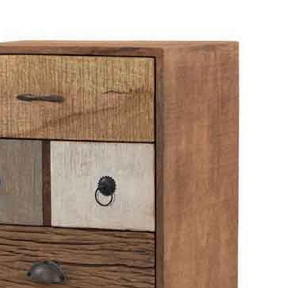 Benjara 42 Inch Tall Dresser Chest, Multicolor, 6 Drawers, Sturdy Sled Base, Brown