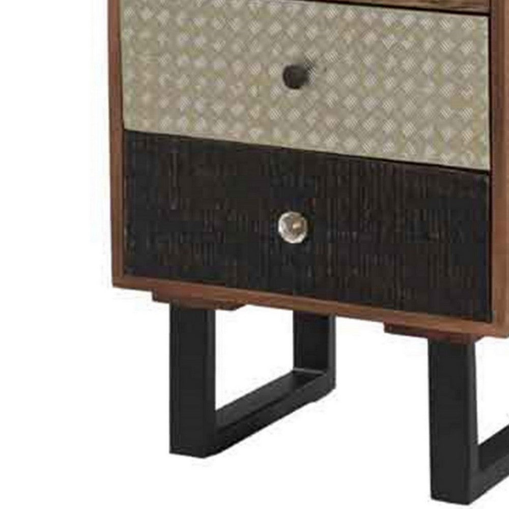 Benjara 42 Inch Tall Dresser Chest, Multicolor, 6 Drawers, Sturdy Sled Base, Brown