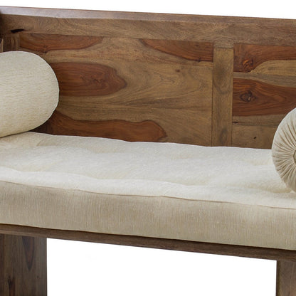 Benjara Enid 55 Inch Two Seater Sofa Bench, Modern Rustic Wood Frame, Brown