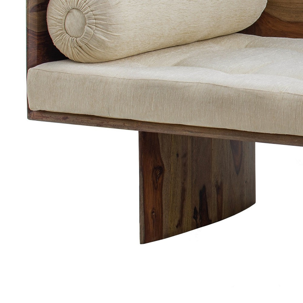 Benjara Enid 55 Inch Two Seater Sofa Bench, Modern Rustic Wood Frame, Brown