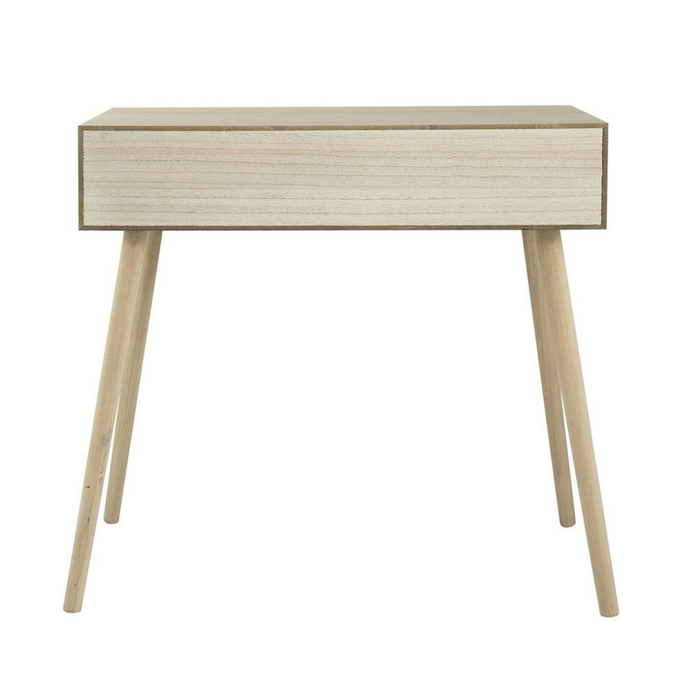 Benjara Pia 32 Inch Wood Console Table, 2 Drawers, Woven Rattan, Natural Brown