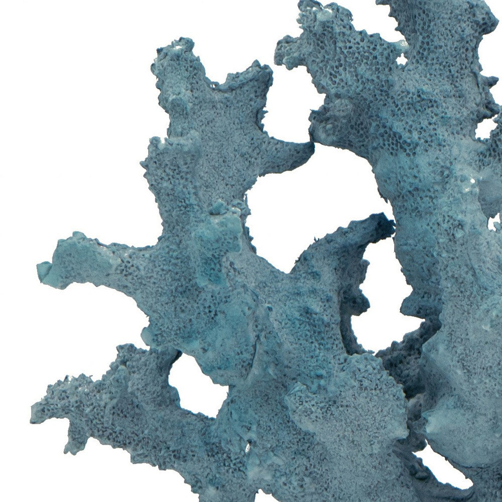 Benjara Pax 11 Inch Faux Coral Accent Decor for Tabletops, Powder Blue Polyresin