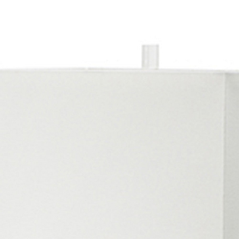 Benjara 16 Inch Modern Table Lamp, White Rectangular Shade, Acrylic Base, Gold
