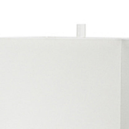 Benjara 16 Inch Modern Table Lamp, White Rectangular Shade, Acrylic Base, Gold
