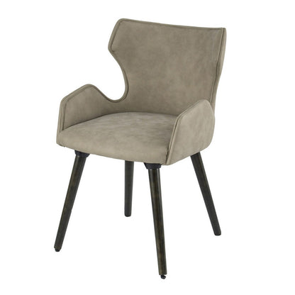 Benjara Rog 23 Inch Wood Dining Chair Set of 2, Wingback Seat, Beige And Brown
