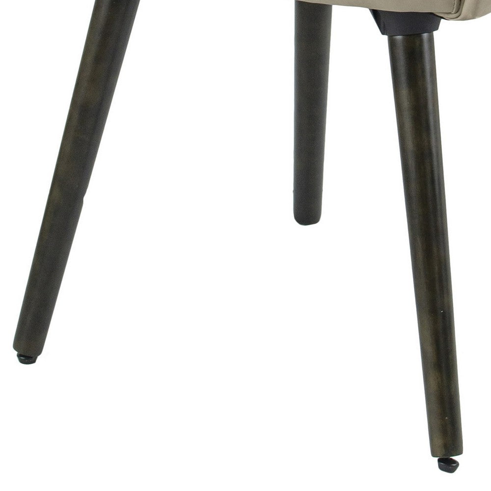 Benjara Rog 23 Inch Wood Dining Chair Set of 2, Wingback Seat, Beige And Brown