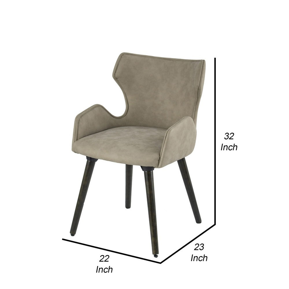 Benjara Rog 23 Inch Wood Dining Chair Set of 2, Wingback Seat, Beige And Brown