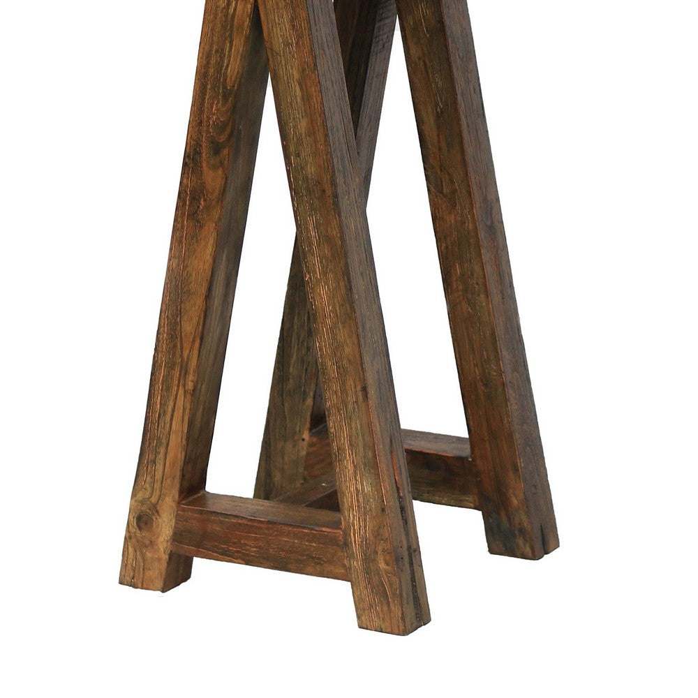 Benjara Drue 48 Inch Side Console Table, Textured Rustic Brown Wood Frame