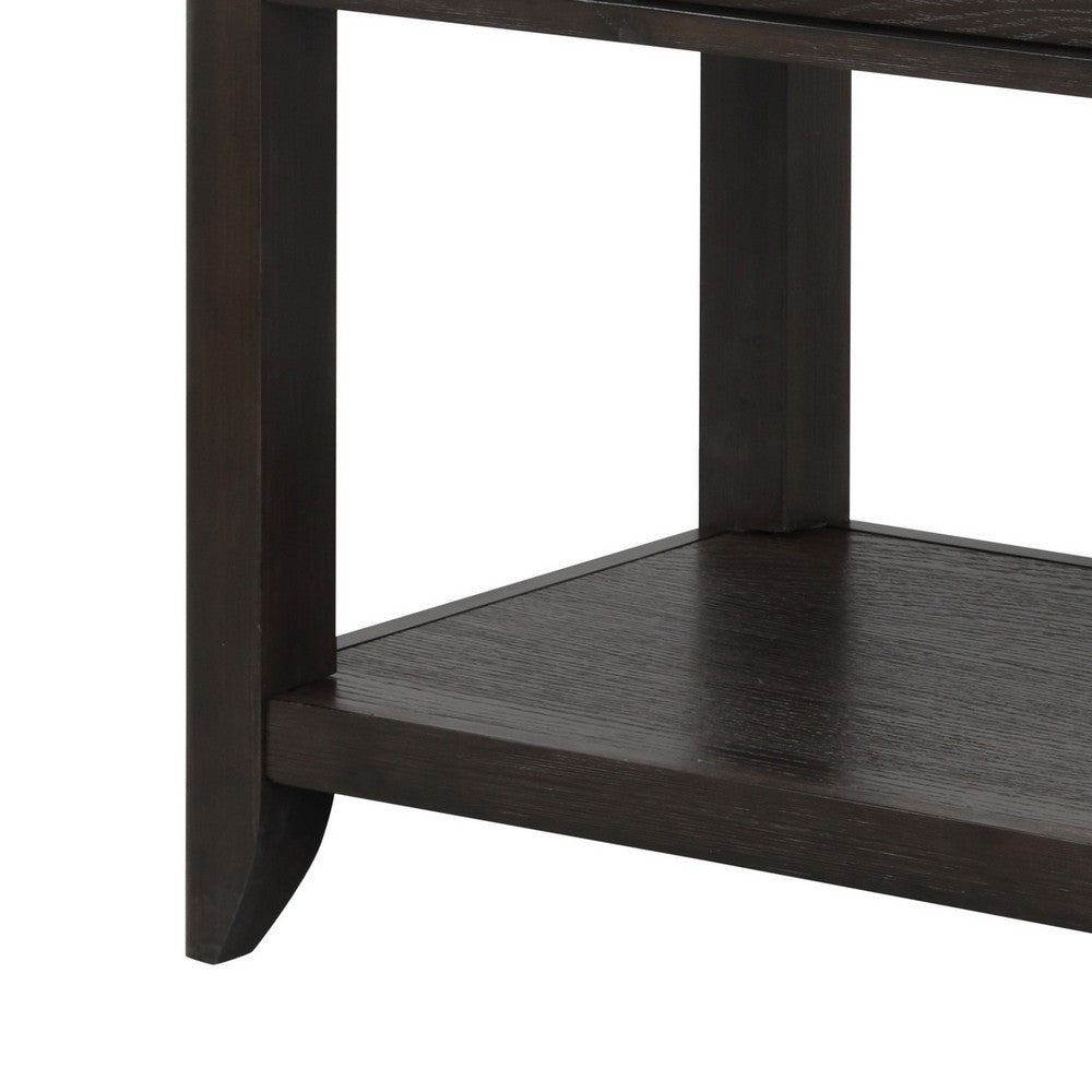 Benjara Joni 48 Inch Side Console Table, Acacia Wood, 2 Drawer, 1 Shelf, Espresso