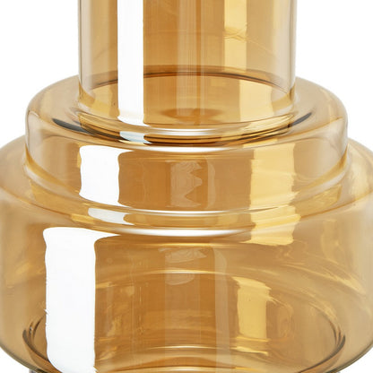 Benjara Alma 14 Inch Modern Vase, Geometric Design, Amber Luster Glass Frame