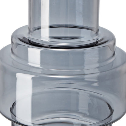 Benjara Alma 14 Inch Modern Vase, Geometric Design, Silver Luster Glass Frame