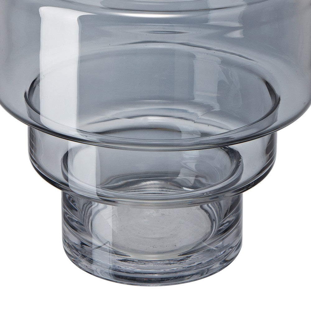 Benjara Alma 14 Inch Modern Vase, Geometric Design, Silver Luster Glass Frame