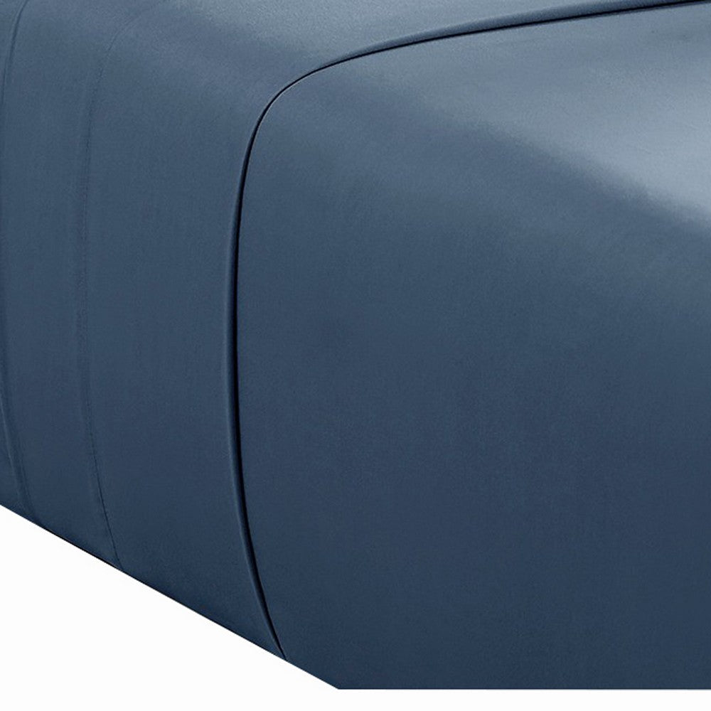 The Urban Port Ivy 4 Piece King Size Cotton Ultra Soft Bed Sheet Set, Prewashed, Dark Blue