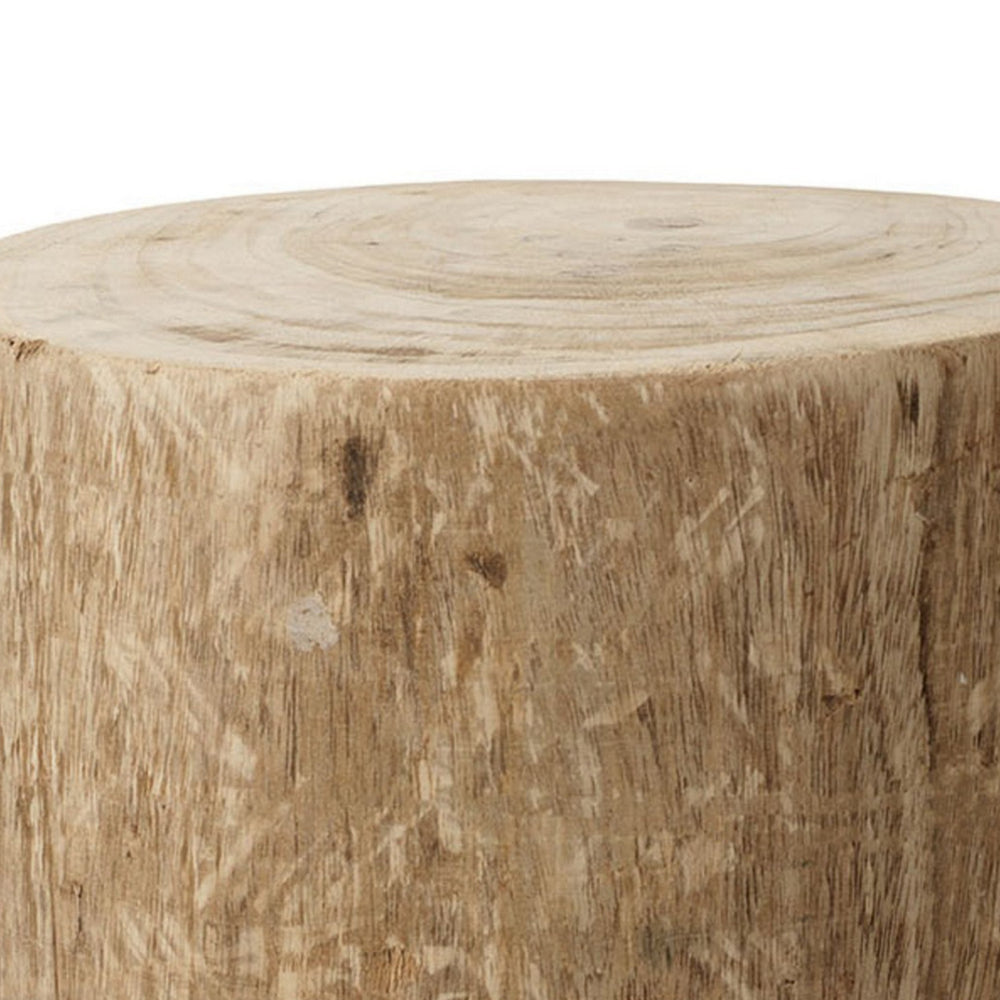 Benjara 18 Inch Modern Side End Table, Tree Log Design, Paulownia Wood, Natural