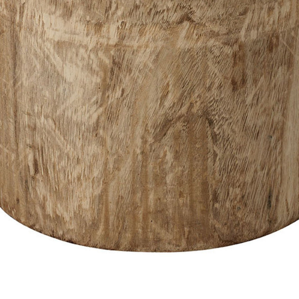 Benjara 18 Inch Modern Side End Table, Tree Log Design, Paulownia Wood, Natural