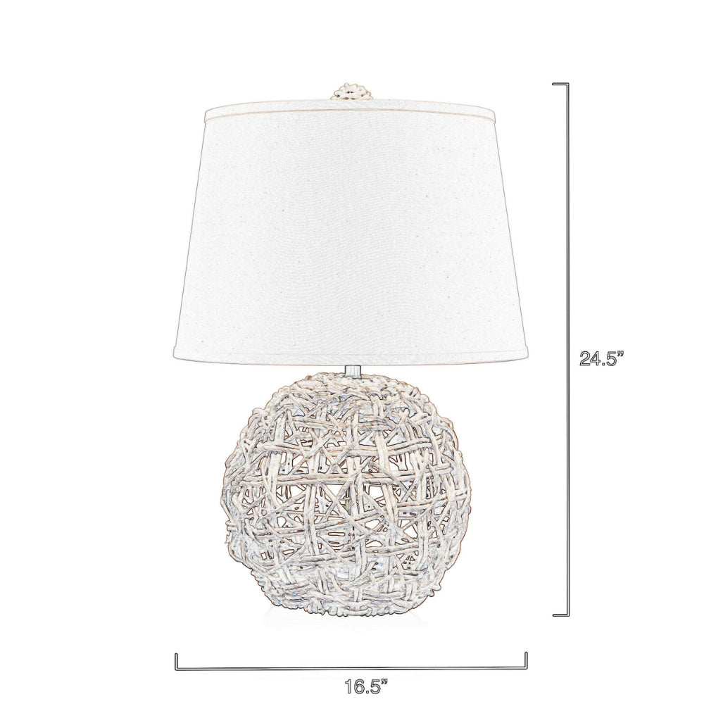 Benjara 25 Inch Table Lamp, Elegant Handwoven Rope Base, Linen Shade, Natural Brown
