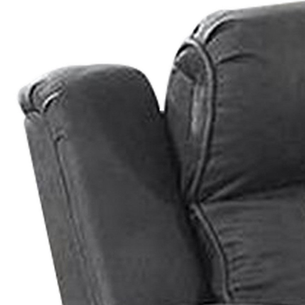 Benjara Xiu 38 Inch Power Recliner Chair, USB Port, Storage, Gray Faux Leather