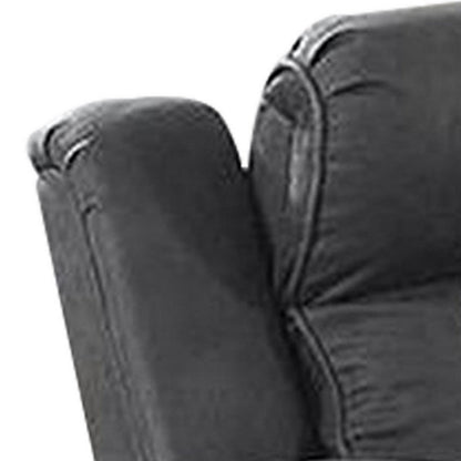 Benjara Xiu 38 Inch Power Recliner Chair, USB Port, Storage, Gray Faux Leather