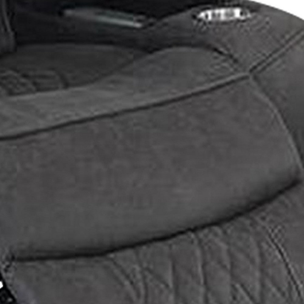 Benjara Xiu 38 Inch Power Recliner Chair, USB Port, Storage, Gray Faux Leather