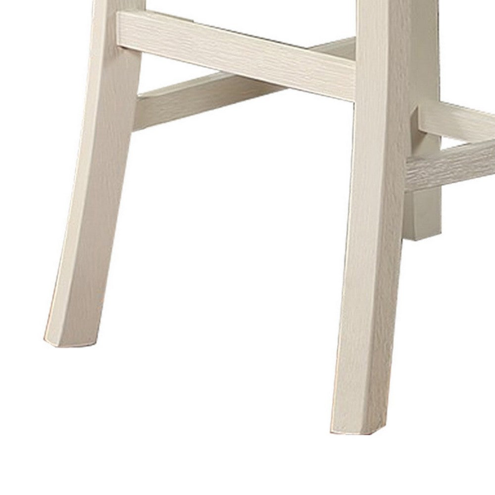 Benjara Joss 40 Inch Cottage Wood Counter Height Chair, Set of 2, Gray Seat, Cream