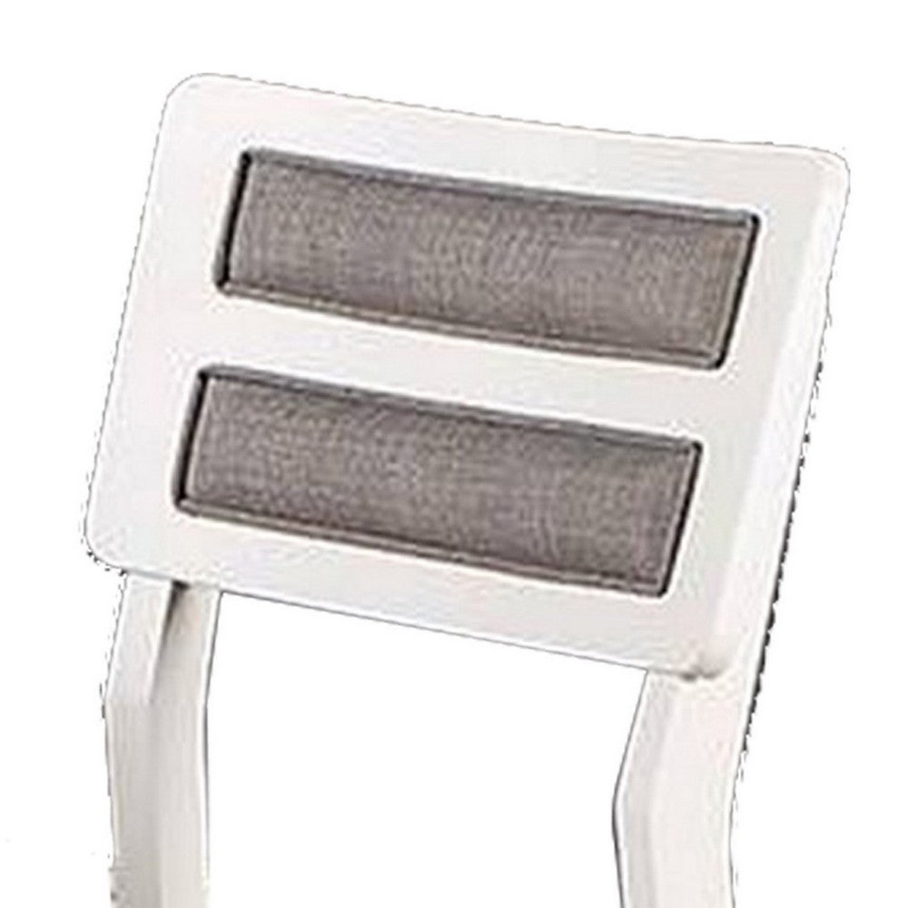 Benjara Kya 21 Inch 2 Tone Dining Chair, Ladder Back, Gray Seat, Set of 2, White