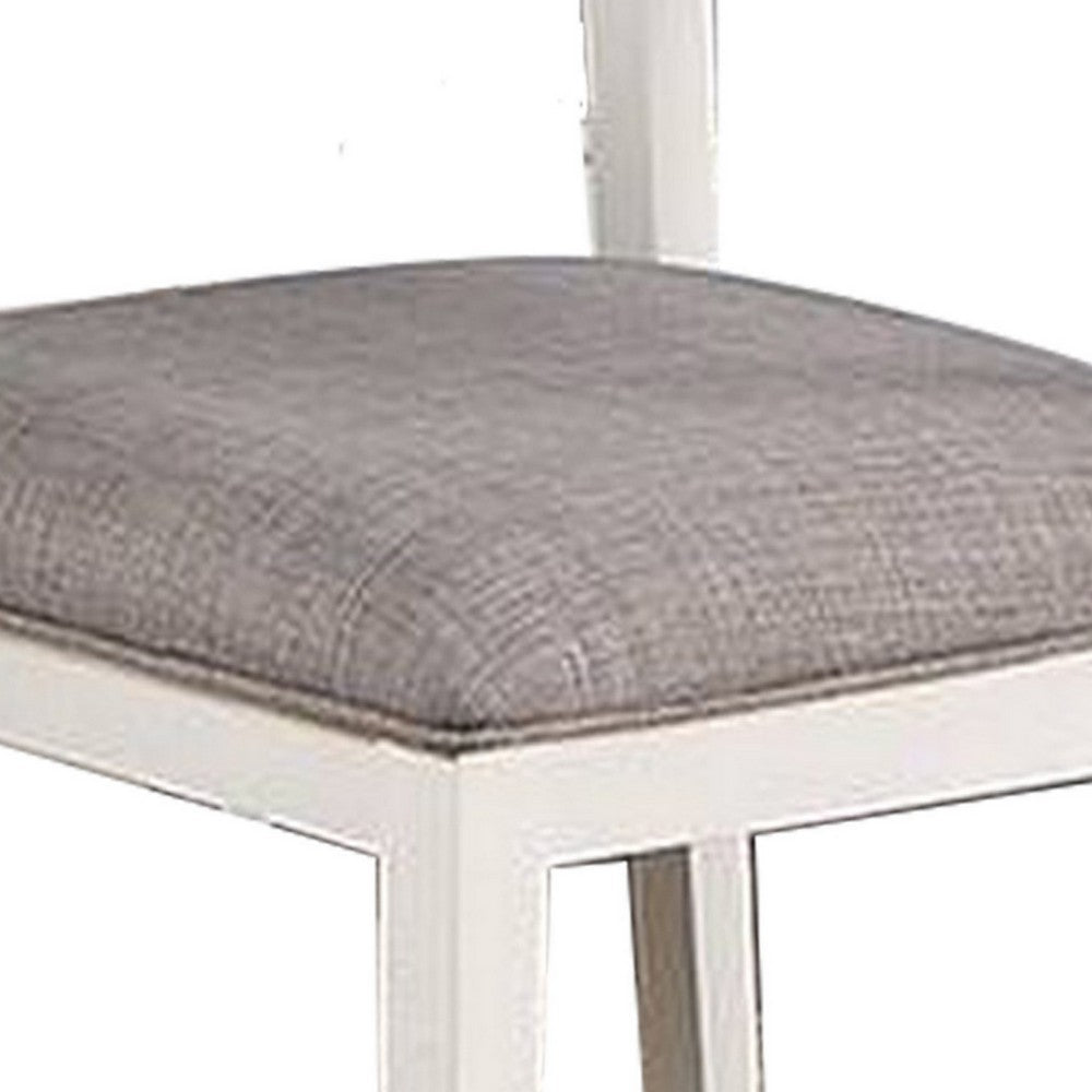 Benjara Kya 21 Inch 2 Tone Dining Chair, Ladder Back, Gray Seat, Set of 2, White