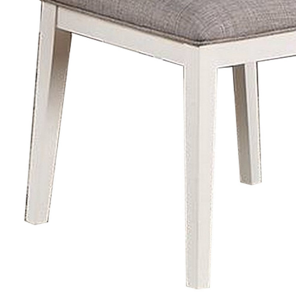 Benjara Kya 21 Inch 2 Tone Dining Chair, Ladder Back, Gray Seat, Set of 2, White