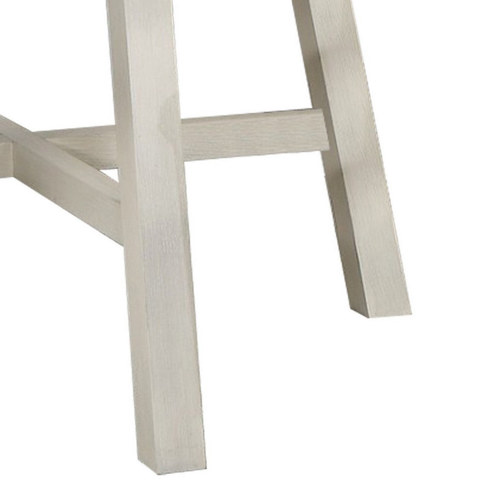 Benjara 48 Inch Round Dining Table, 2 Tone Dark Veneer Top, Crisp White Base