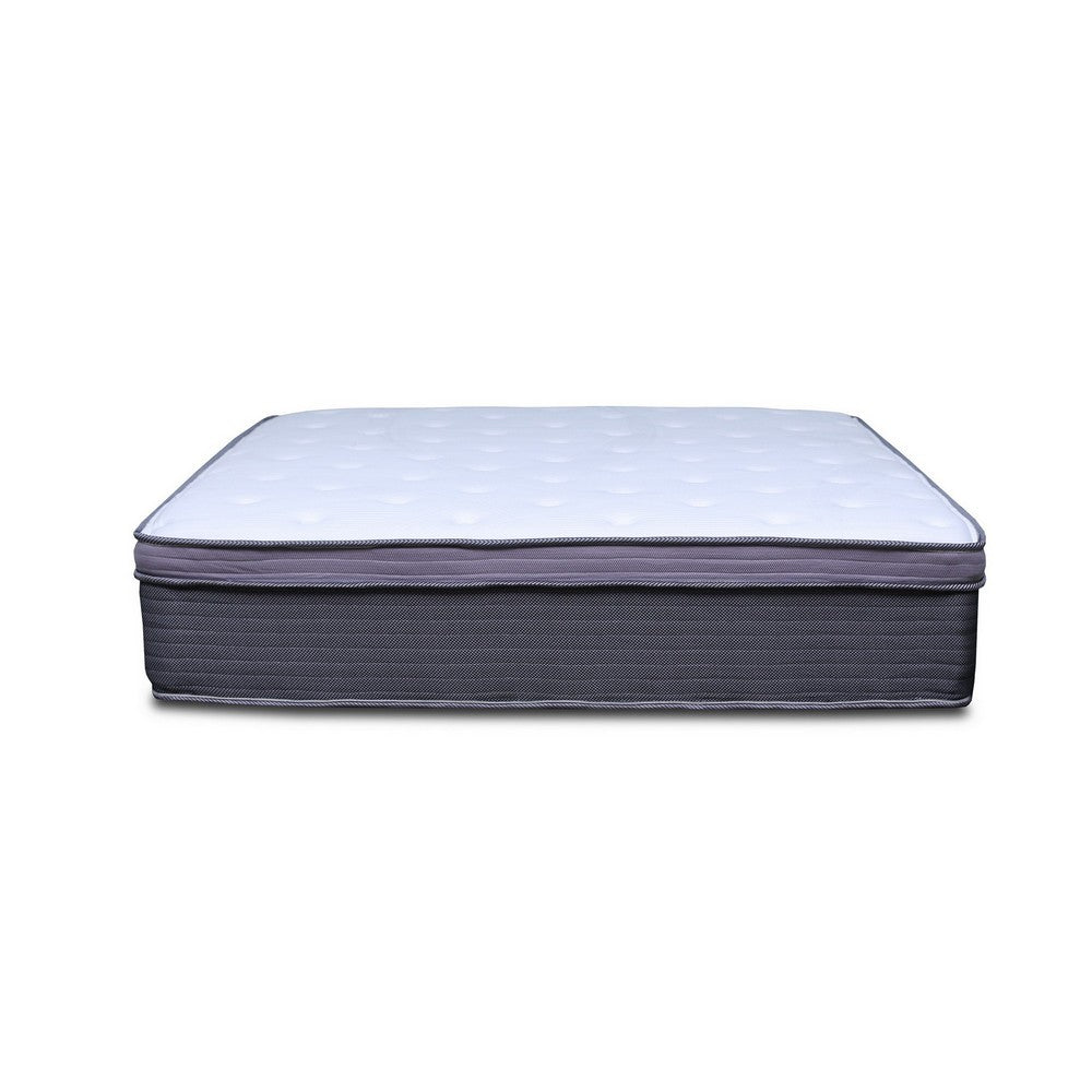 Benjara Cari 12 Inch Hybrid Queen Size Mattress, Cool Gel Memory Foam, Pocket Coil