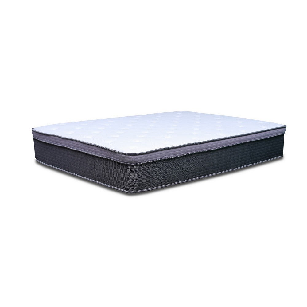 Benjara Cari 12 Inch Hybrid Queen Size Mattress, Cool Gel Memory Foam, Pocket Coil