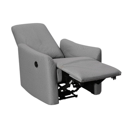 Benjara 35 Inch Modern Power Recliner Chair, Touch Control Button, Gray Fabric