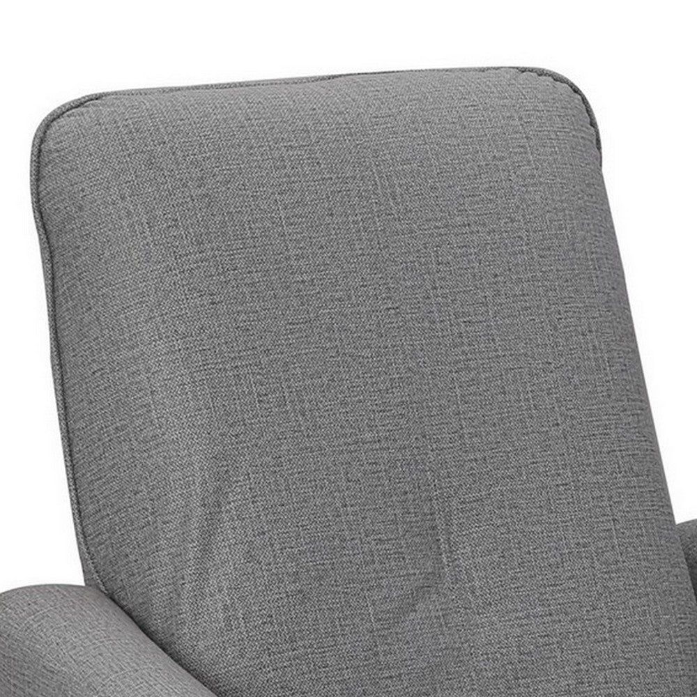 Benjara 35 Inch Modern Power Recliner Chair, Touch Control Button, Gray Fabric