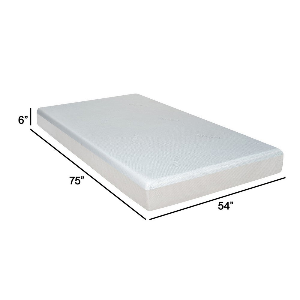 Benjara Que 6 Inch Full Size Memory Foam Mattress, Gel Infused, Fabric Upholstery