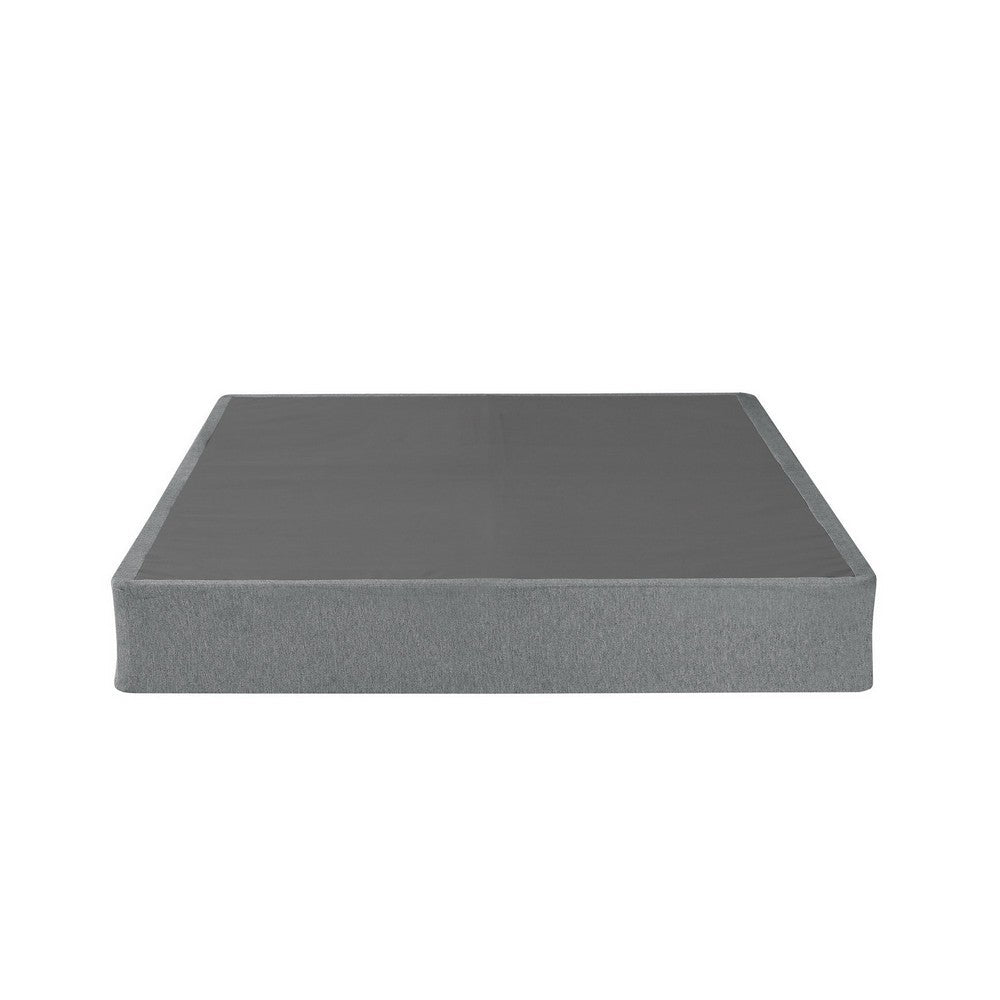 Benjara Dio 9 Inch Full Size Mattress Foundation Base, Polyester, Metal Frame