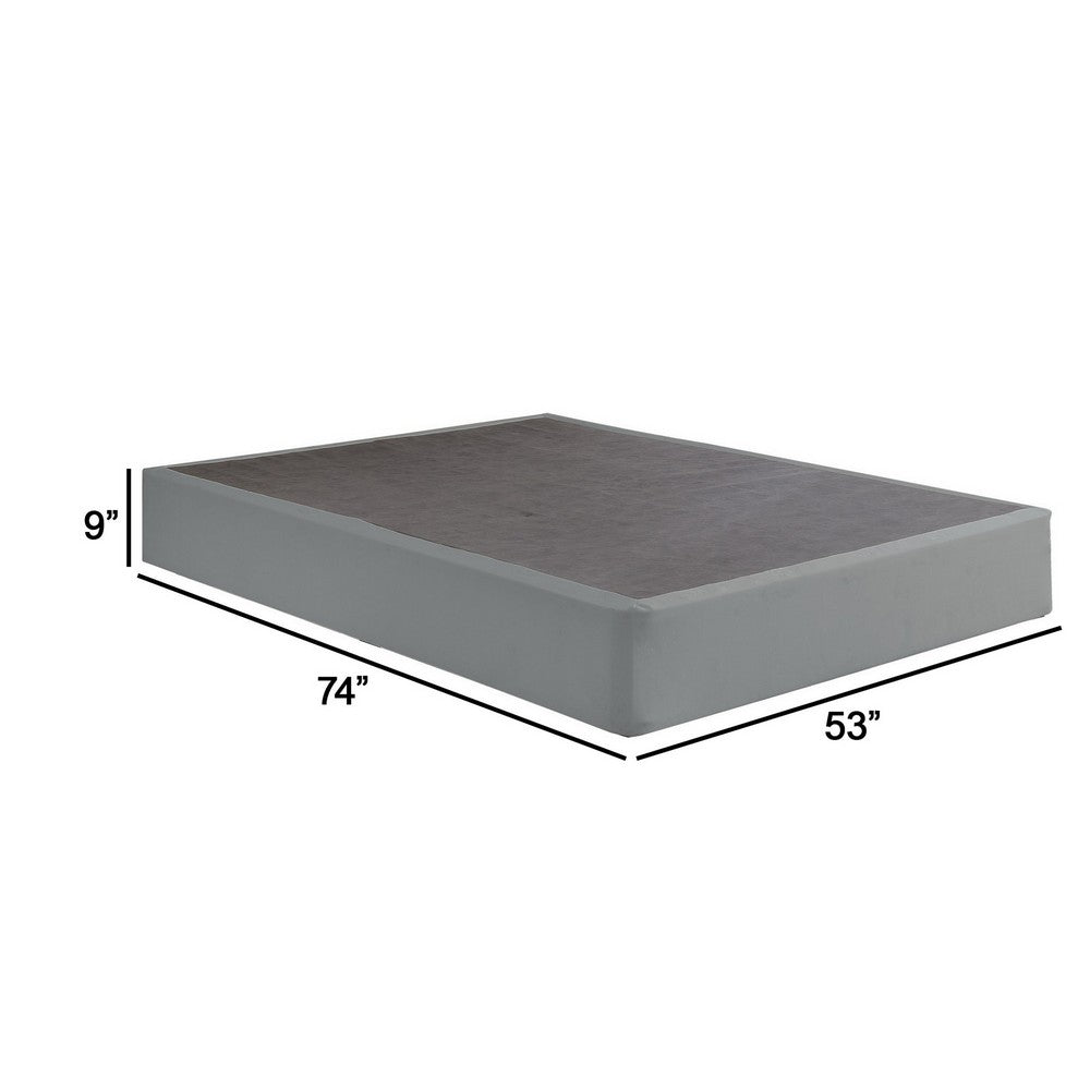 Benjara Dio 9 Inch Full Size Mattress Foundation Base, Polyester, Metal Frame