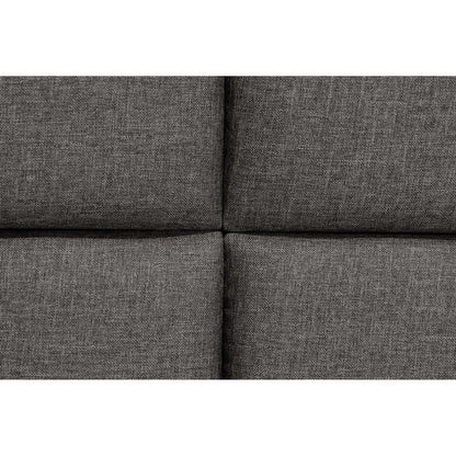 Benjara Rin Queen Size Platform Bed, Charcoal Gray Upholstery, Panel Headboard