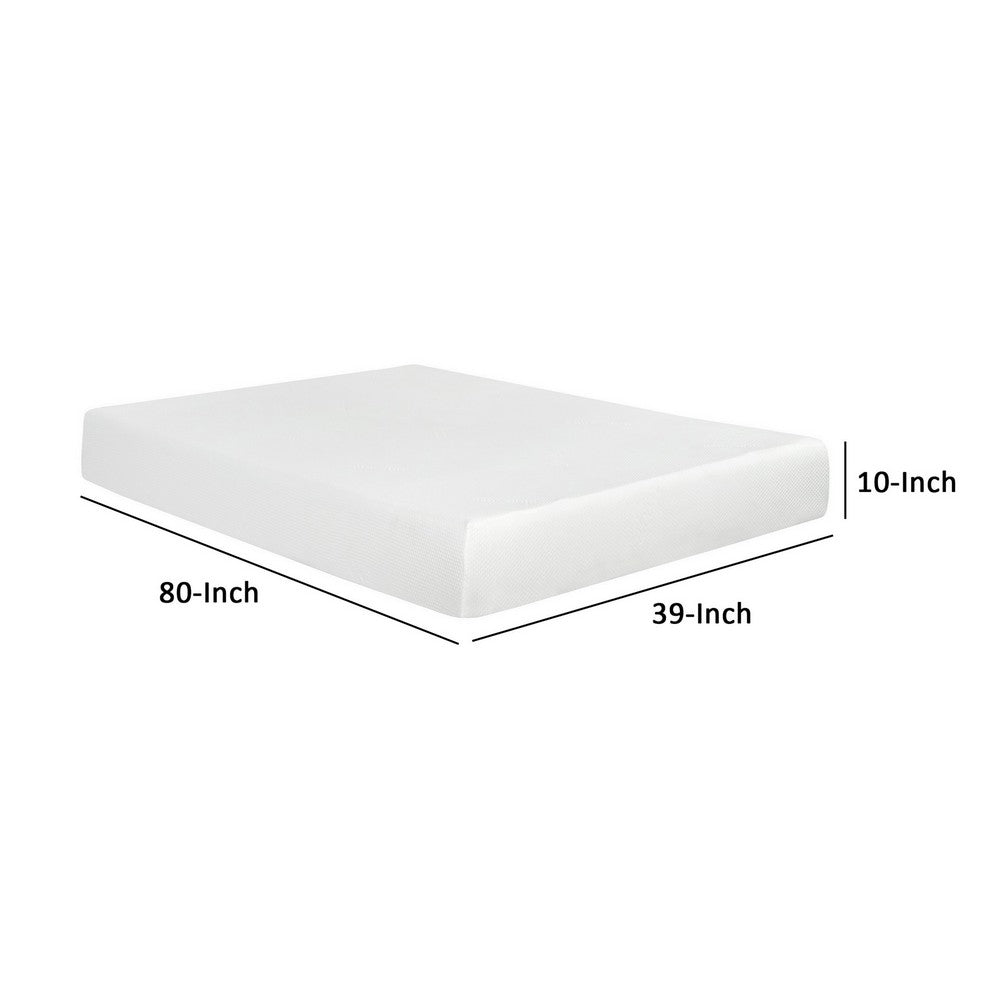 Benjara Bree 10 Inch Plush XL Twin Size Mattress with Gel Foam, Aloe Vera Infused