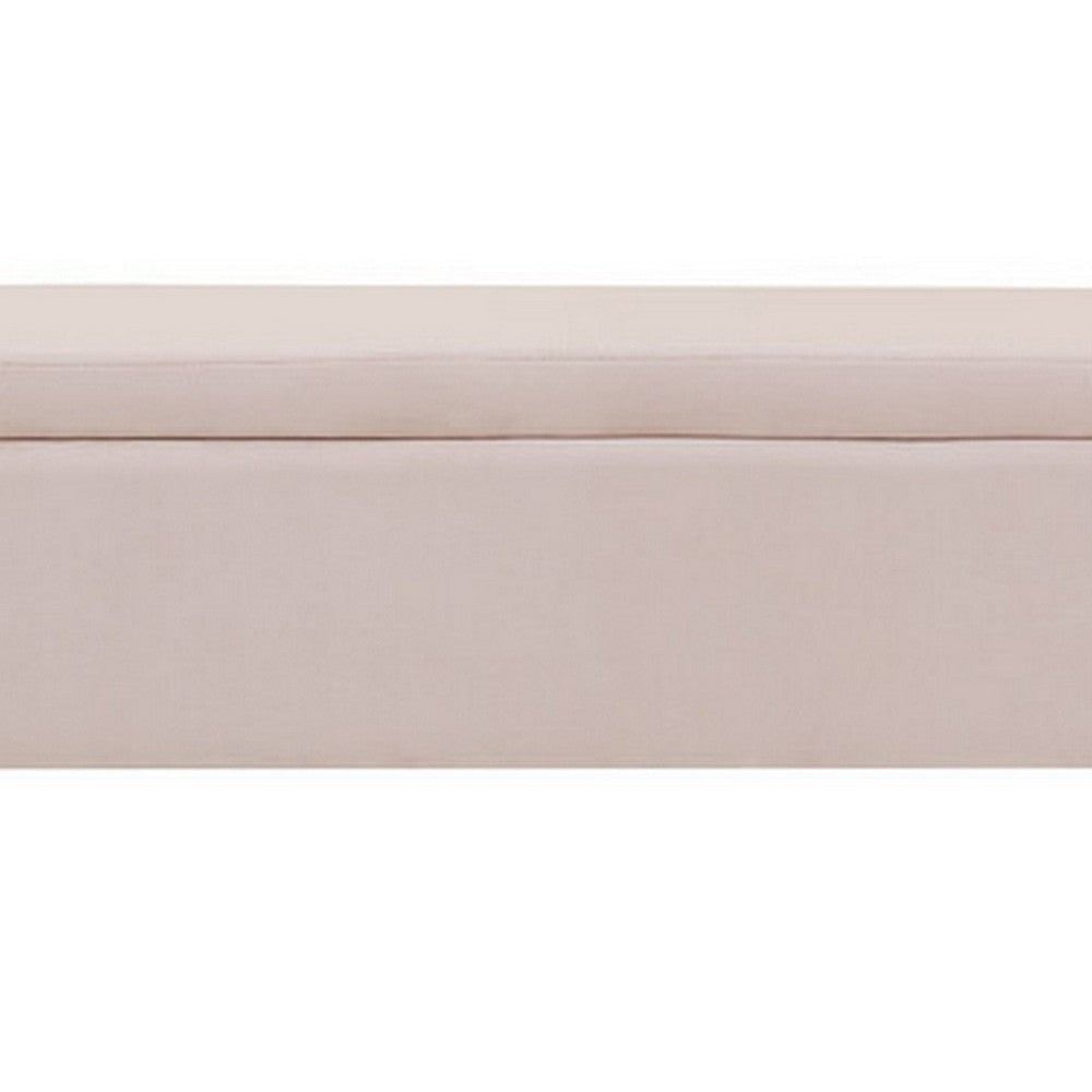 Benjara Cesar 55 Inch Ottoman Bench with Storage, Padded, Curved Arms, Pink Velvet
