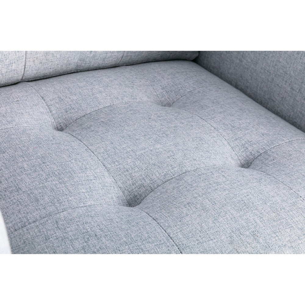 Benjara Caden 54 Inch Modern Loveseat with Side Pocket And 2 Pillows, Light Gray
