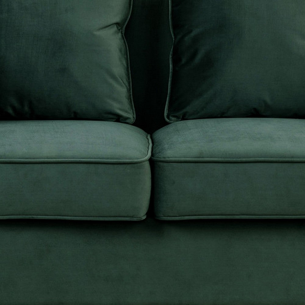 Benjara Zion 53 Inch Accent Loveseat, Nailhead Trim, Button Tufted, Green Velvet