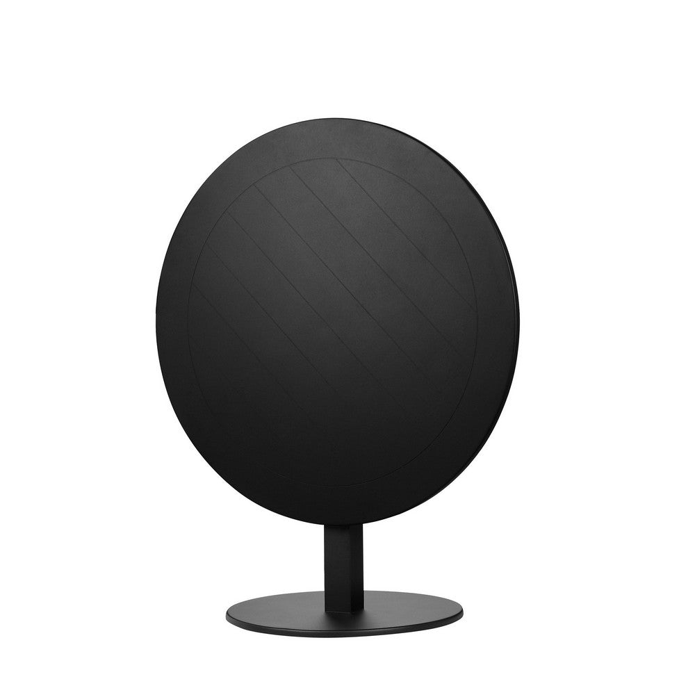 Benjara Keli 35 Inch Round Dining Table, Black Aluminum Frame, Foldable Design