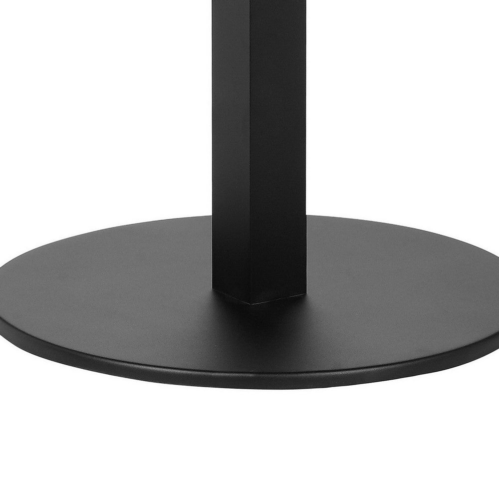 Benjara Keli 35 Inch Round Dining Table, Black Aluminum Frame, Foldable Design