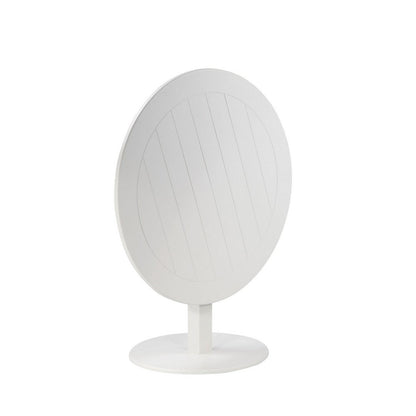 Benjara Keli 35 Inch Round Dining Table, White Aluminum Frame, Foldable Design