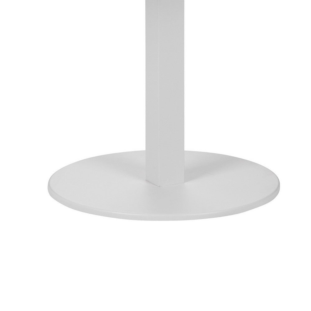 Benjara Keli 35 Inch Round Dining Table, White Aluminum Frame, Foldable Design