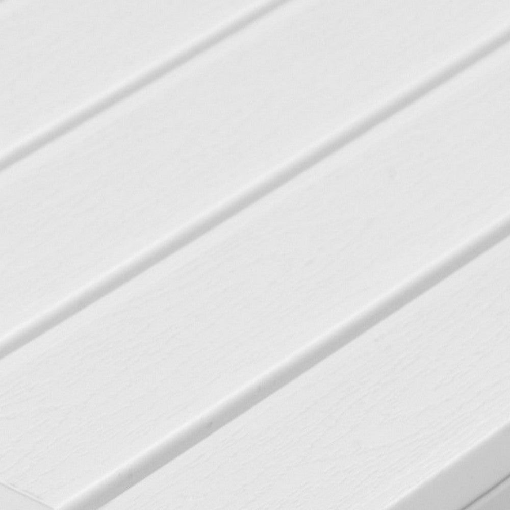 Benjara Lark 35 Inch Outdoor Coffee Table, White Aluminum Frame, Polyresin Top