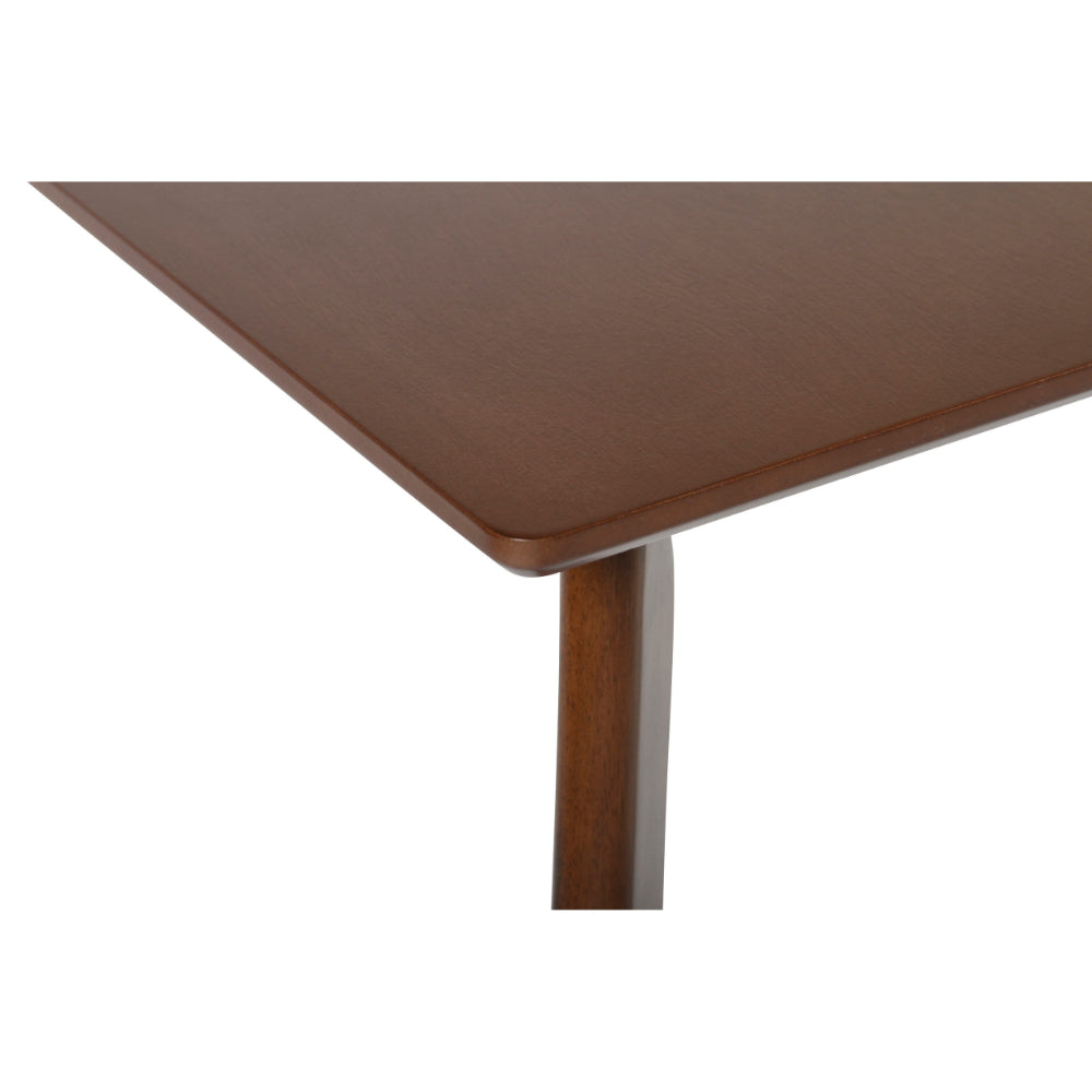 Benjara Bev 47 Inch Modern Dining Table, Sleek Rubberwood Frame, Dark Walnut Brown