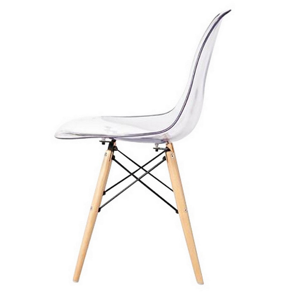 Benjara Louie 21 Inch Modern Side Chair, Set of 2, Wood Finished Legs, Translucent Seating