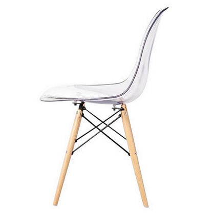 Benjara Louie 21 Inch Modern Side Chair, Set of 2, Wood Finished Legs, Translucent Seating