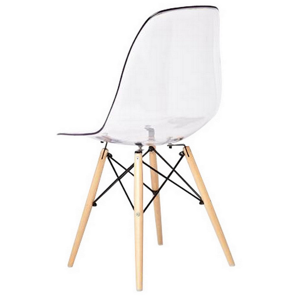 Benjara Louie 21 Inch Modern Side Chair, Set of 2, Wood Finished Legs, Translucent Seating